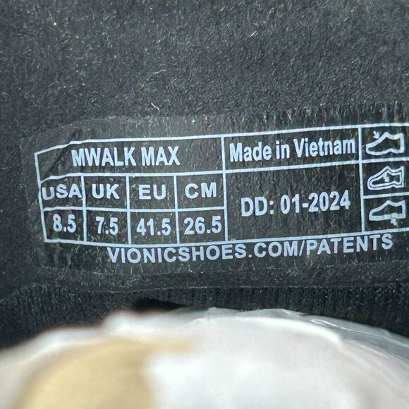 Vionic MWalk Max Walking Sneaker Water Repellent Black J0146F1001 Men 8.5M NWB - Picture 8 of 9